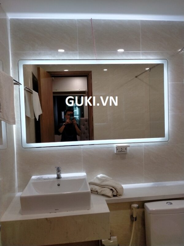 Gương đèn led treo tường phòng tắm hình chữ nhật
